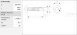 Blech-Bohrschraube Linsenkopf 4,8 mm Torx Norm DIN 7504 ähnlich