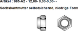 Sechskantmuttern mit Polyamidklemmteil DIN 985 A2