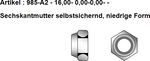 Sechskantmuttern mit Polyamidklemmteil DIN 985 A2