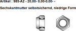 Sechskantmuttern mit Polyamidklemmteil DIN 985 A2