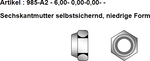 Sechskantmuttern mit Polyamidklemmteil DIN 985 A2