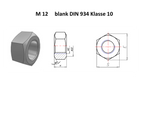 Sechskantmutter DIN 934 blank Güte 10