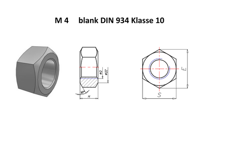 Sechskantmutter DIN 934 blank Güte 10