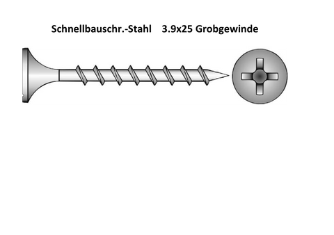 1000 Schnellbauschrauben Grobgewinde