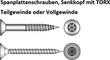 Spanplattenschrauben, Vollgewinde, Senkkopf Torx mit Fräsrippen  A1A verzinkt